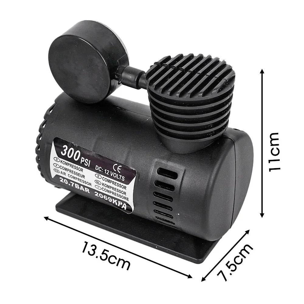 משאבת ניפוח קומפקטית בחיבור לשקע הרכב 12V