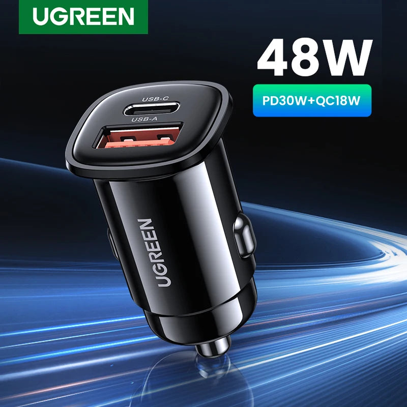 מטען רכב UGREEN מהיר 30W USB‑C / USB