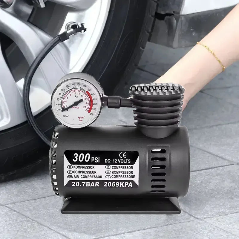 משאבת ניפוח קומפקטית בחיבור לשקע הרכב 12V