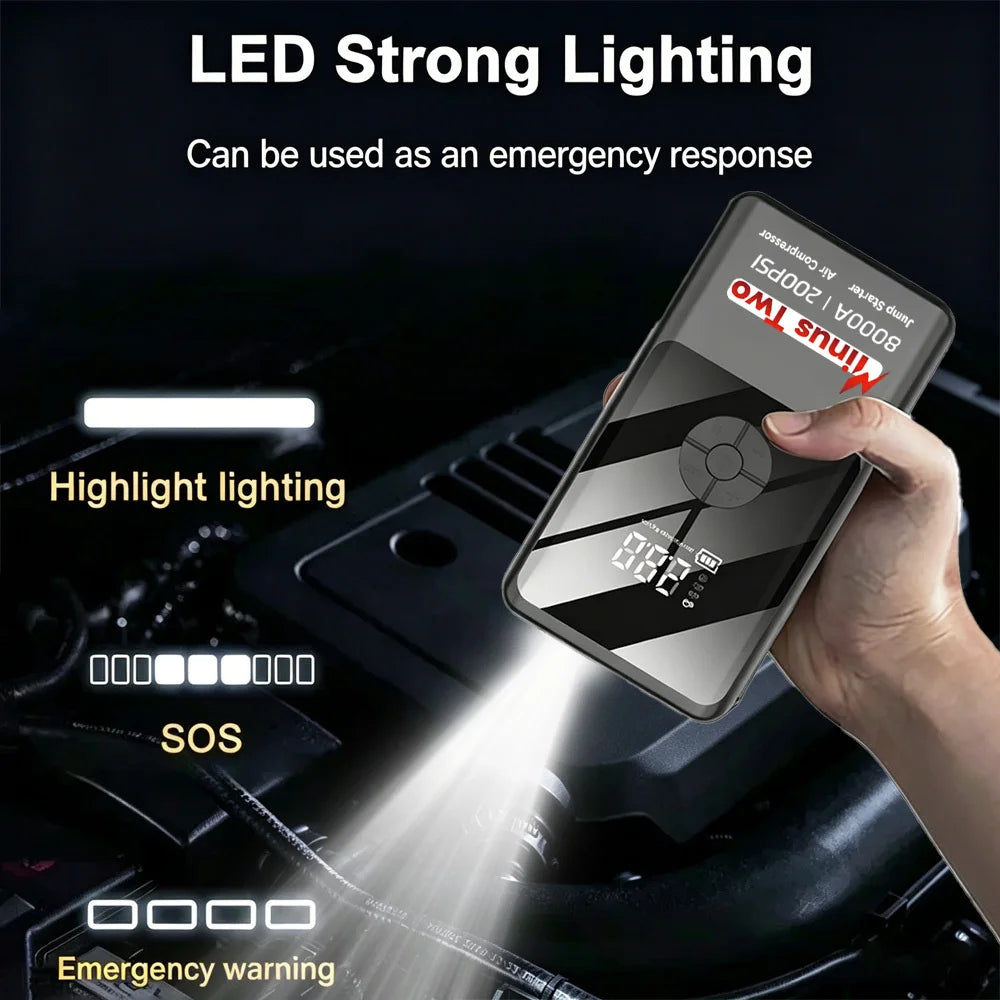 בוסטר התנעה 12V ומשאבת ניפוח עם תצוגה דיגיטלית