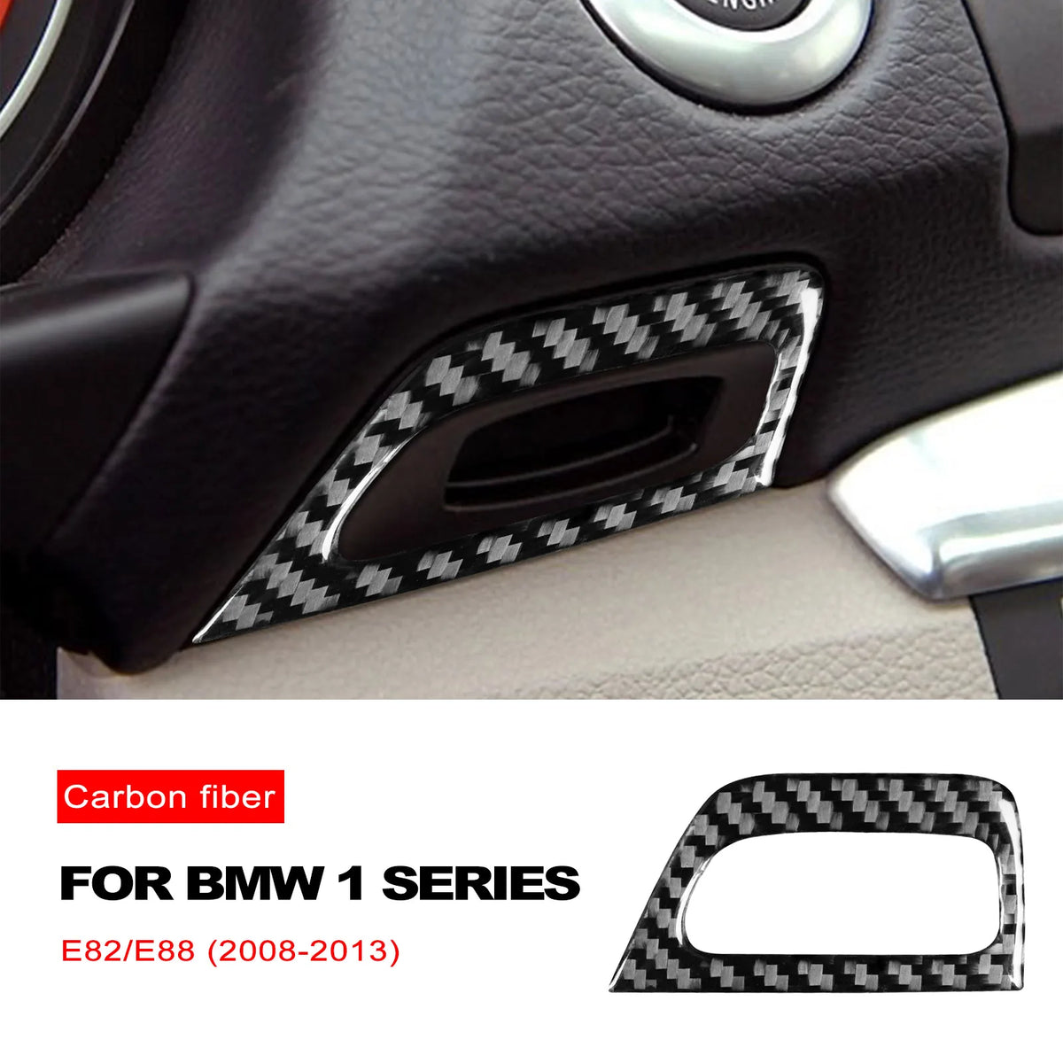חיפוי במראה קרבון לפתח מפתח ההצתה ל-BMW סדרה 1 — E81/E82/E87/E88, שנות 2008–2013