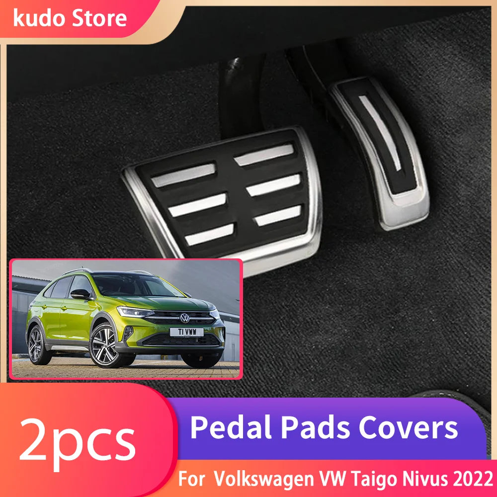 כיסויי נירוסטה לדוושות ולמשענת הרגל ל-Volkswagen Taigo — Taigo/Nivus שנת 2022, לתיבה ידנית לפי המקור