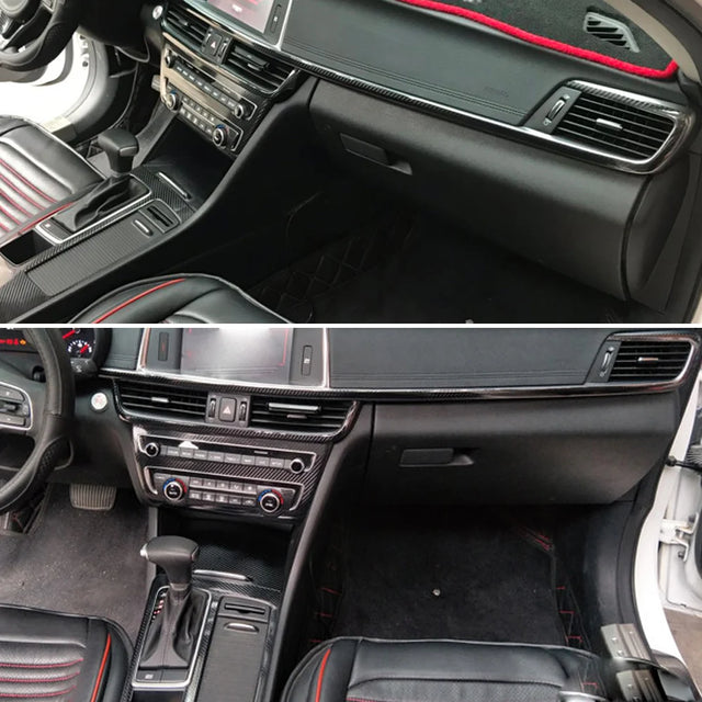מדבקות במראה קרבון לקונסולה ולידיות ל-BMW X1 — F48, שנות 2016–2021