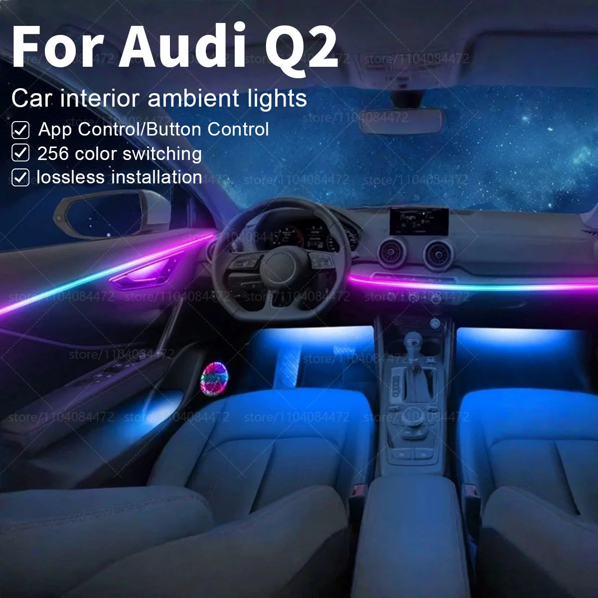 ערכת תאורת אווירה RGB לתא הנוסעים ל-Audi Q2 — Q2 GA
