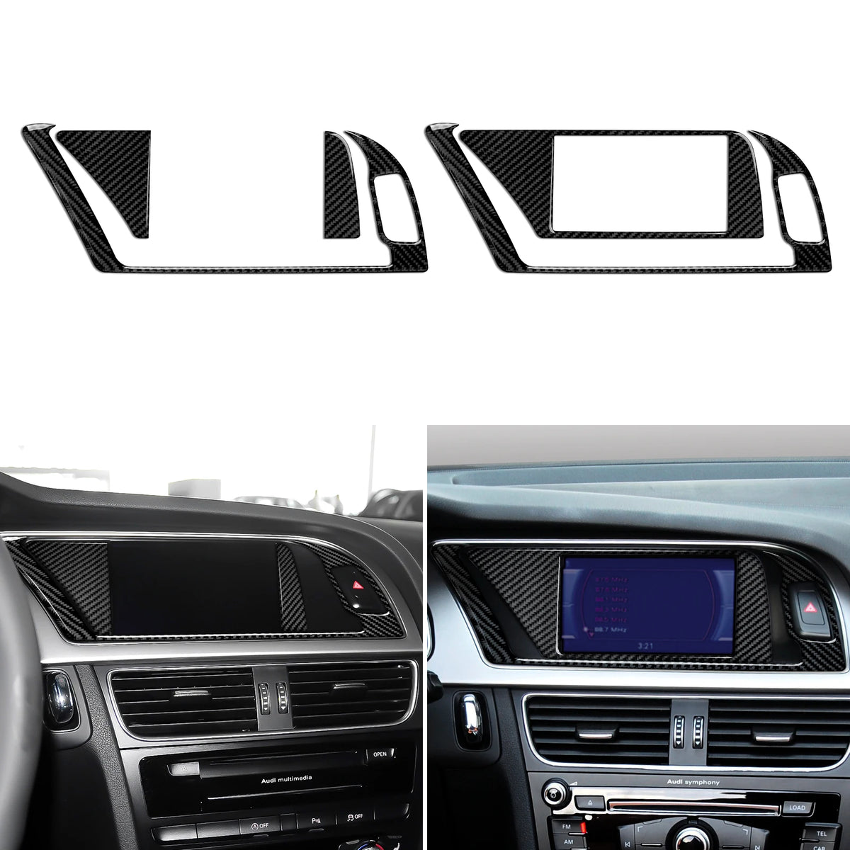חיפוי במראה קרבון למסגרת מסך הניווט ל-Audi A5 — A4/A5, שנות 2007–2016