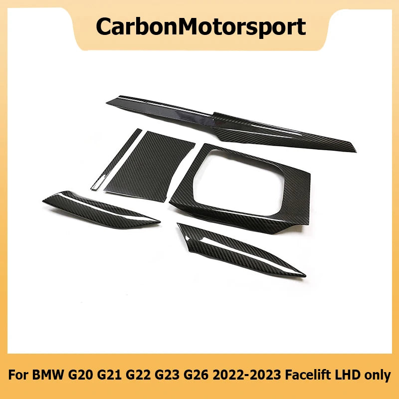 חיפויים במראה קרבון לחלקי תא הנוסעים ל-BMW סדרה 3 — G20/G21/G22/G23/G26 מתיחת פנים, שנות 2022–2023, להגה שמאל