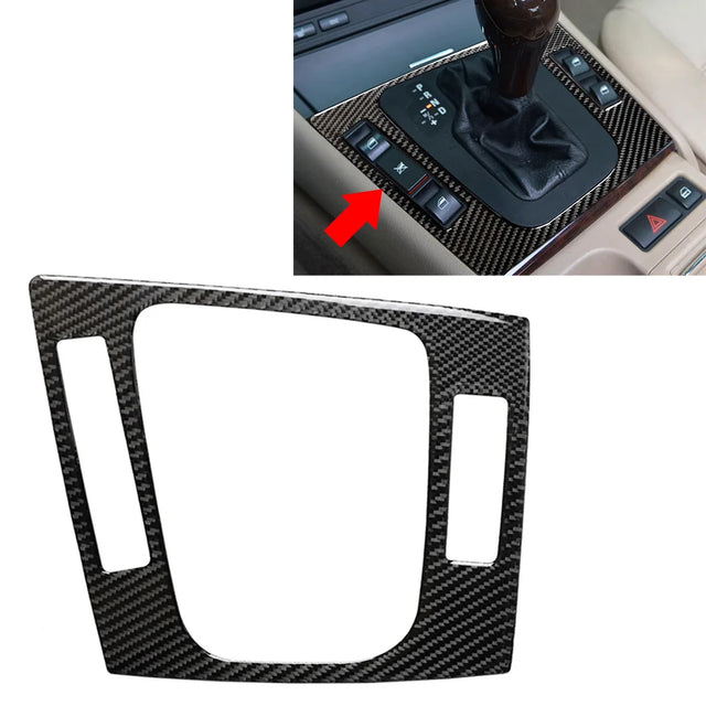 חיפוי במראה קרבון ללוח ידית ההילוכים ל-BMW סדרה 3 — E46, שנות 1998–2005, להגה שמאל