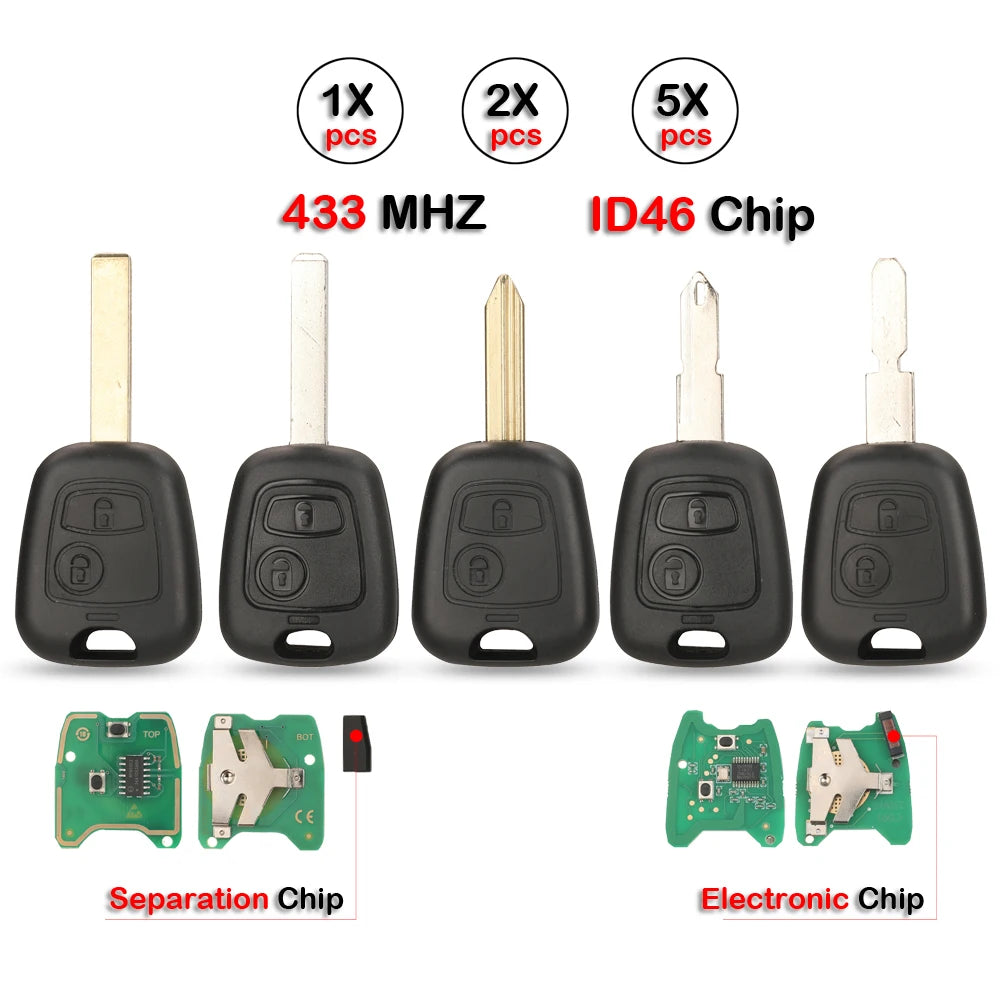 שלט מפתח 433MHz עם שבב ID46 לסיטרואן C1