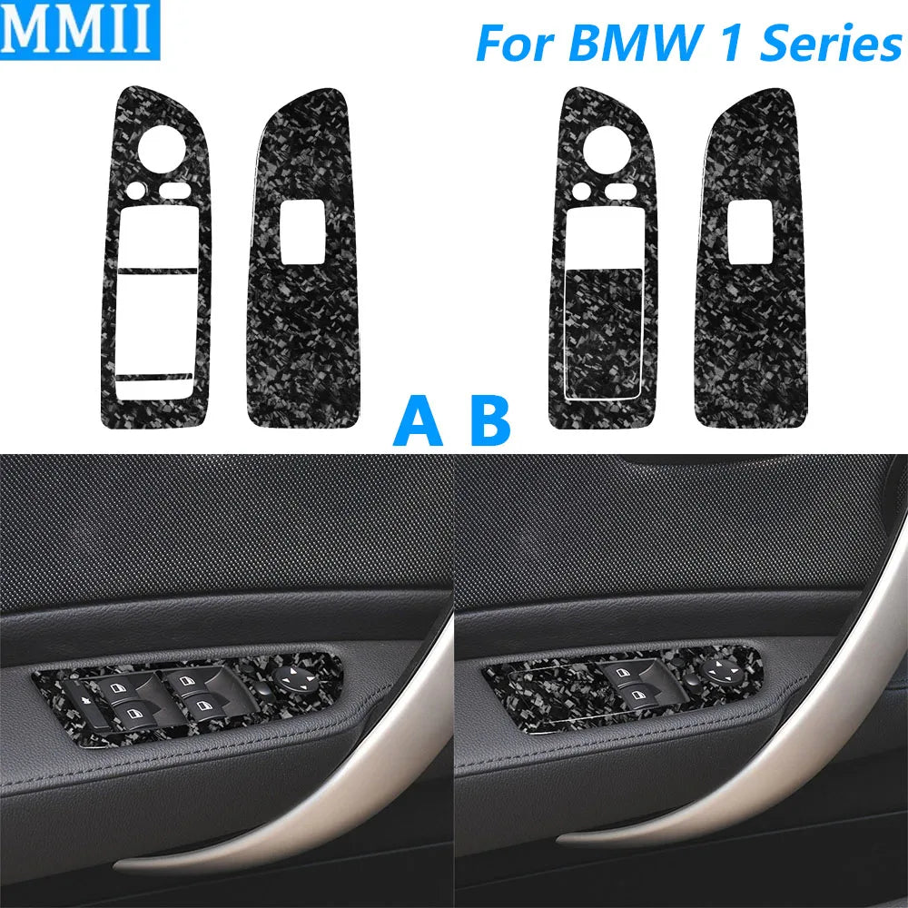 חיפוי במראה קרבון ללוח מתגי החלונות ל-BMW סדרה 1 — E81/E82/E87/E88, שנות 2008–2013
