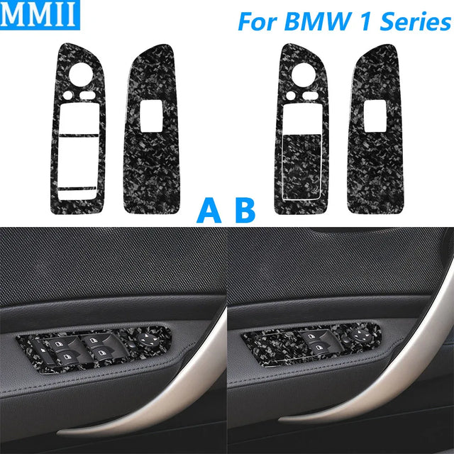חיפוי במראה קרבון ללוח מתגי החלונות ל-BMW סדרה 1 — E81/E82/E87/E88, שנות 2008–2013