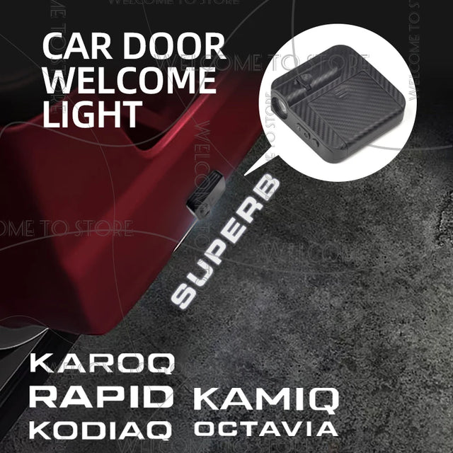 מקרן LED עם סמל לדלת הרכב ל-Skoda Superb